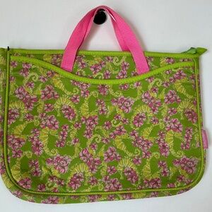 Lilly Pulitzer Floral Seahorse floater lime/pink padded computer.laptop bag